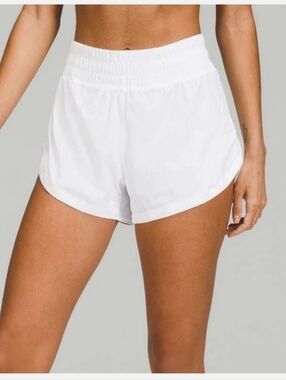 Lululemon Track That High-Rise Lined Running Short 3" White Women's Size 8